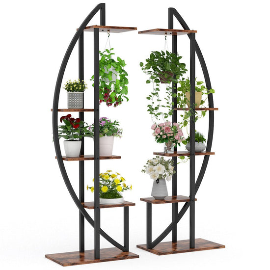 Plant Stand, 5-Tier Curved Flower Display Shelf Pack of 2 Tribesigns