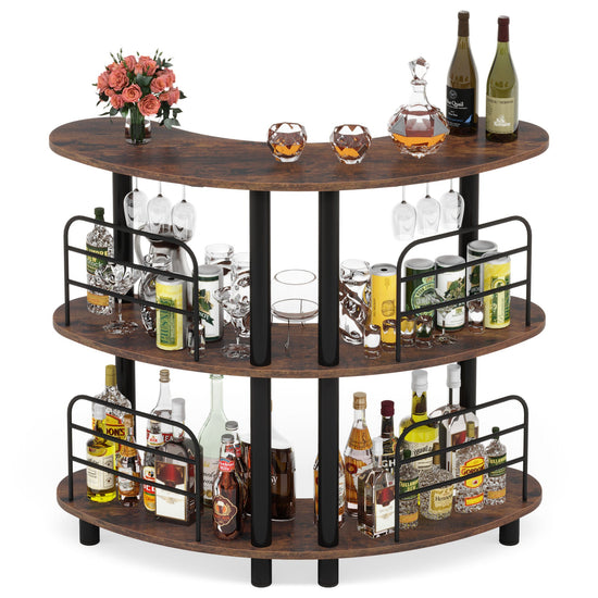 Bar Unit, 3 Tier Liquor Bar Cabinet with Storage Shelves Tribesigns