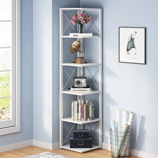 Tribesigns Corner Shelf, 70.8 Inch Tall Corner Bookshelf 6-Tier Storage Etagere Tribesigns