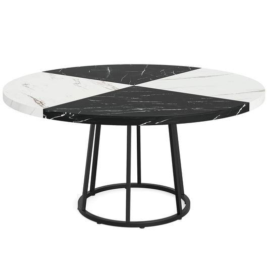 Round Dining Table for 4 People, 47" Kitchen Table with Circle Metal Base Tribesigns