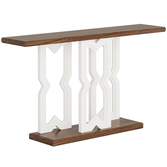 55" Console Table, Modern Sofa Table with Geometric Solid Wood Frame Tribesigns